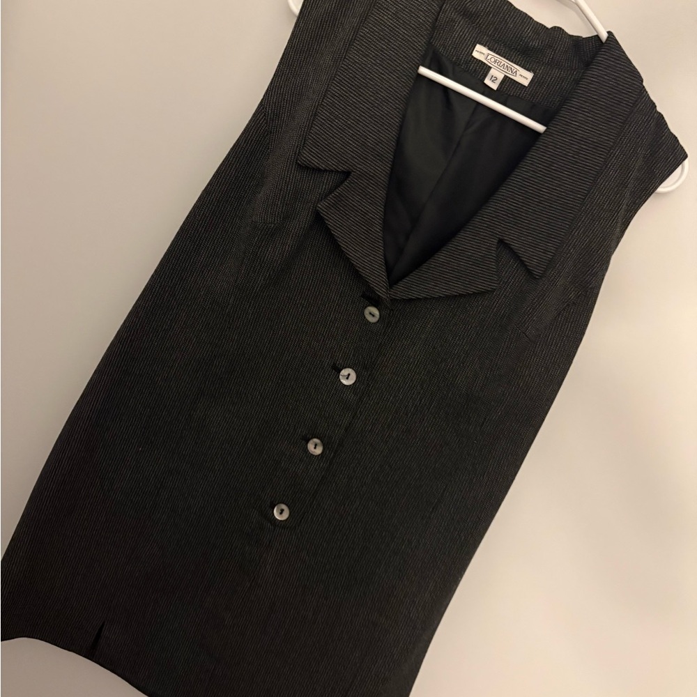 Vintage Lorianna Blazer Vest Mini Dress with Unique Shell Buttons Size 12